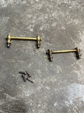 Antique Victorian Brass Drawer Pulls Heavy Vintage Cabinet Hardware Pair
